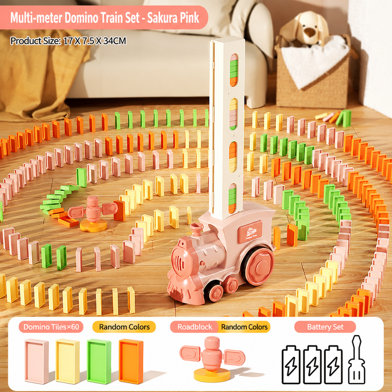 Automatic Domino Train Set for Kids | STEM Building & Chain Reaction Toy