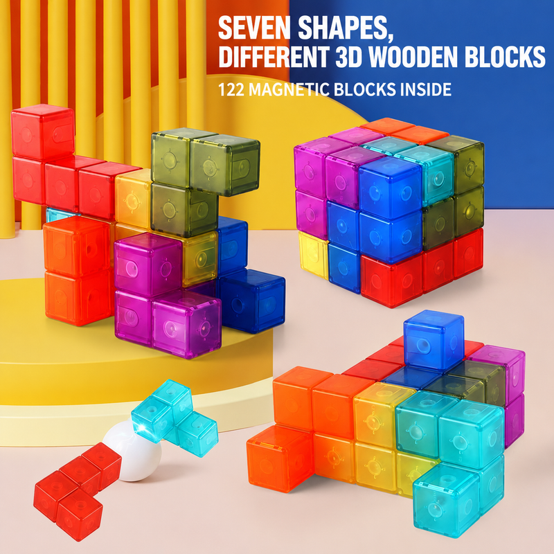 Magnetic Cube Building Block Set (54 Cards Edition)