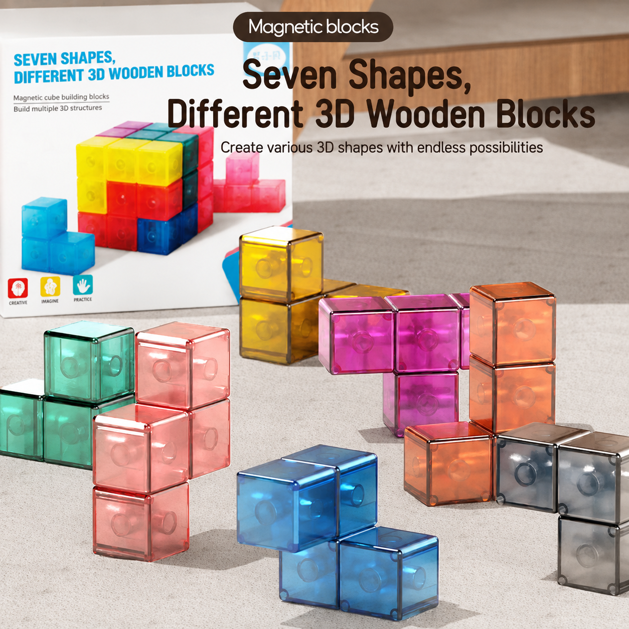 Magnetic Cube Building Block Set (54 Cards Edition)