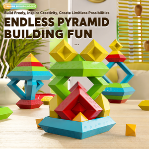 Wooden Pyramid Building Blocks Set for Kids | Creative STEM Balance Toy