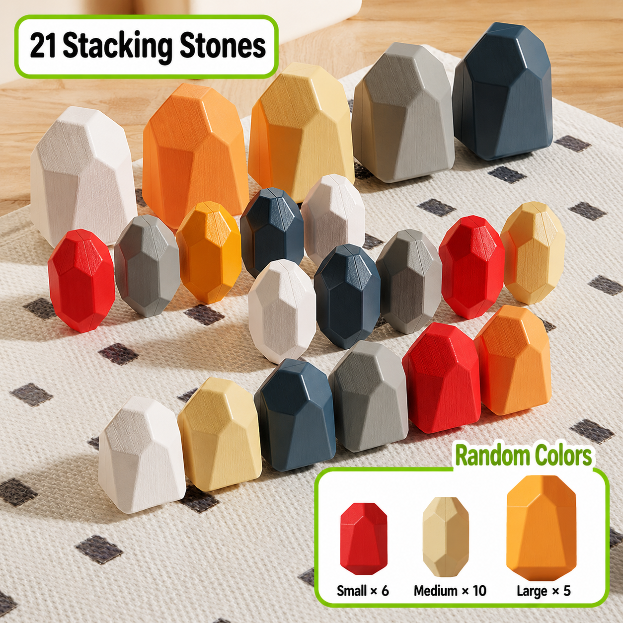 Pebloon Balancing Stones Set – Montessori Stacking Toy for Kids