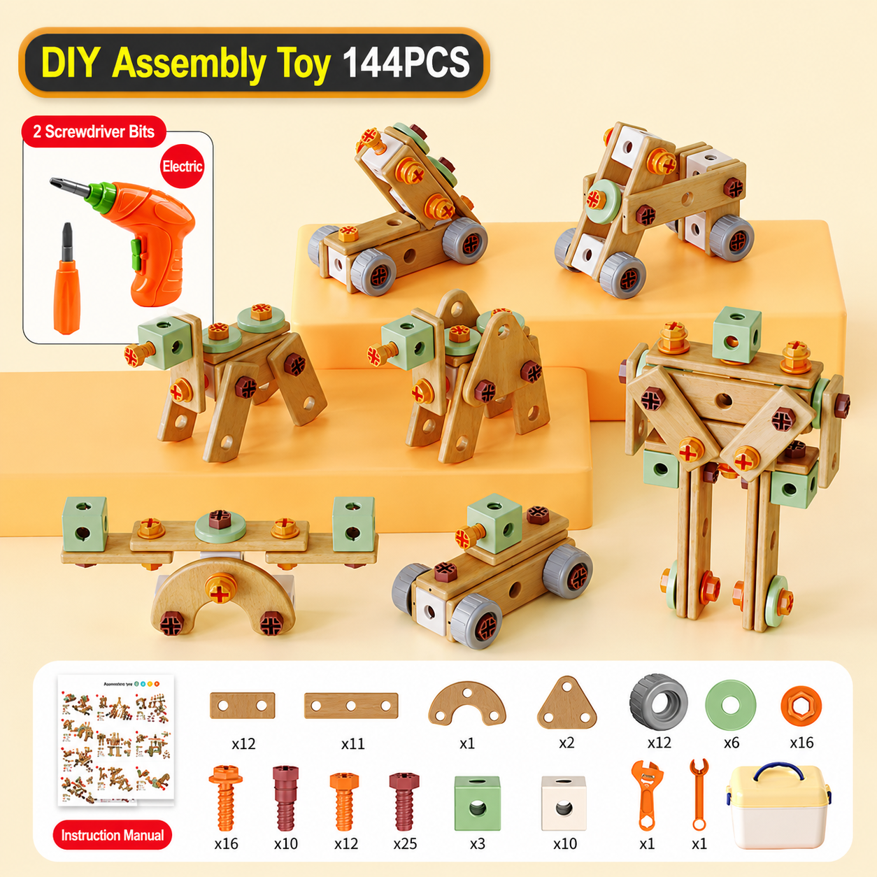 Kids DIY Electric Drill Tool Set - Montessori Construction Toy