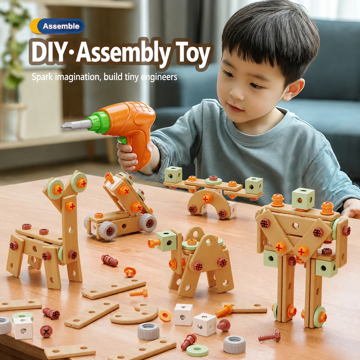 Kids DIY Electric Drill Tool Set - Montessori Construction Toy